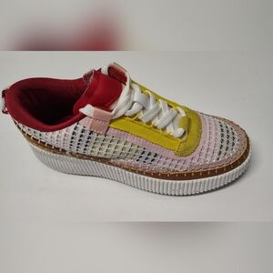 NEW Nama Style Knitted Multi-colored Woven Platform Sneakers Chloe Vibe Sz 8
